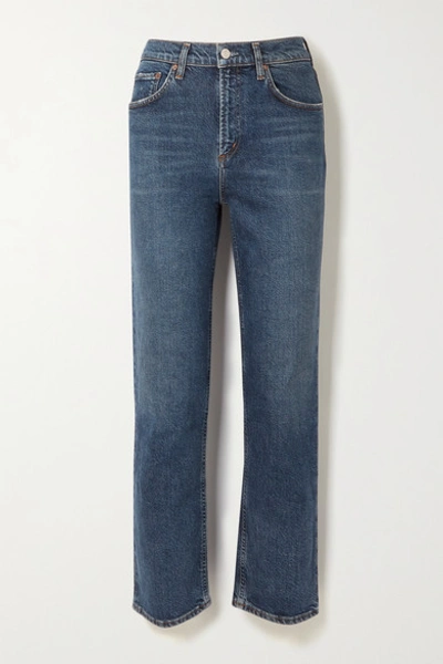 Shop Agolde Wilder Mid-rise Straight-leg Jeans In Blue