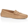 Tod's Pink Gommino Loafers In Suede Woman In Brown