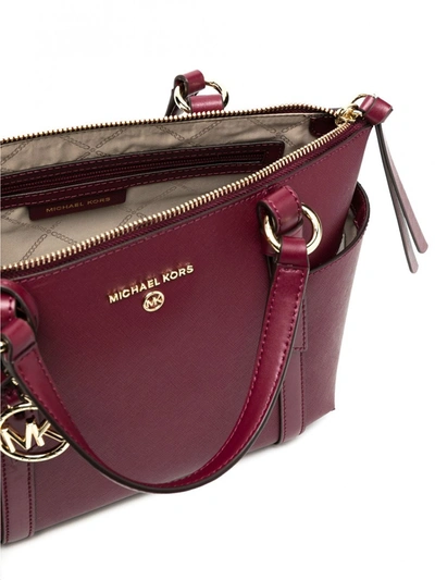 Shop Michael Michael Kors Nomad Leather Handbag In Red