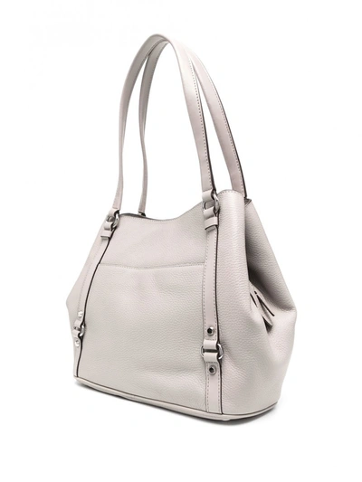 Shop Michael Michael Kors Carrie Leather Shoulder Bag In Grey