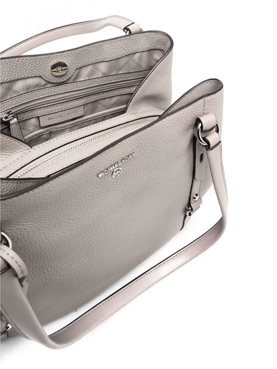 Shop Michael Michael Kors Carrie Leather Shoulder Bag In Grey