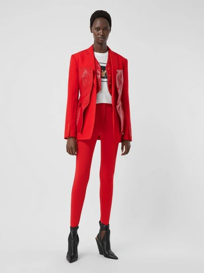 Shop Burberry Stretch Jersey Jodhpurs In Bright Red