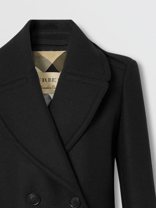 Burberry Wool Cashmere Blend Pea Coat In Black | ModeSens