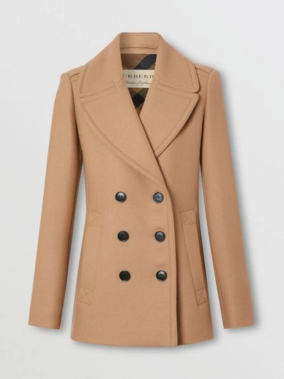 Burberry Wool Cashmere Blend Pea Coat In Camel | ModeSens
