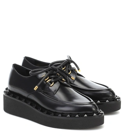 Shop Valentino Rockstud Leather Shoes In Black