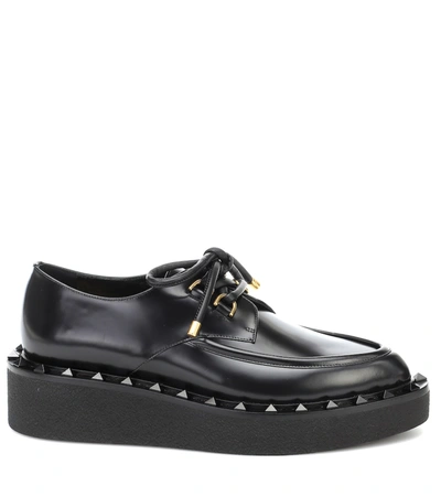 Shop Valentino Rockstud Leather Shoes In Black