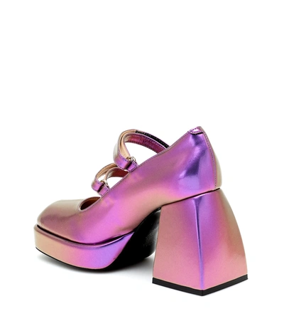 Shop Nodaleto Bulla Babies Metallic Leather Pumps In Purple