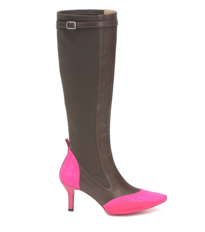 Shop Marine Serre Leather Knee-high Boots In Brown
