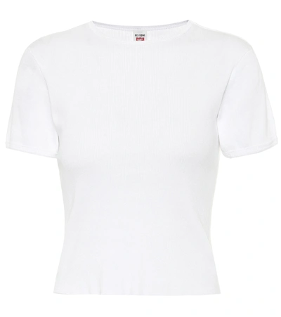 Shop Re/done 90s Ribbed Cotton T-shirt In White
