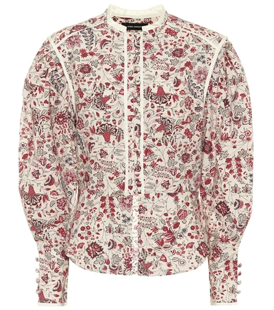 Shop Isabel Marant Cleosi Floral Cotton Blouse In Red