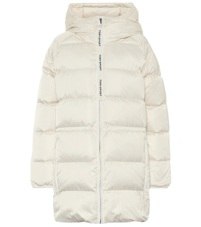 Shop Tory Sport Hooded Down Coat In White