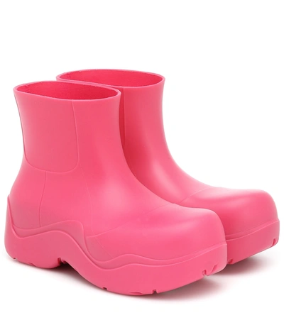 Shop Bottega Veneta Puddle Rubber Ankle Boots In Pink
