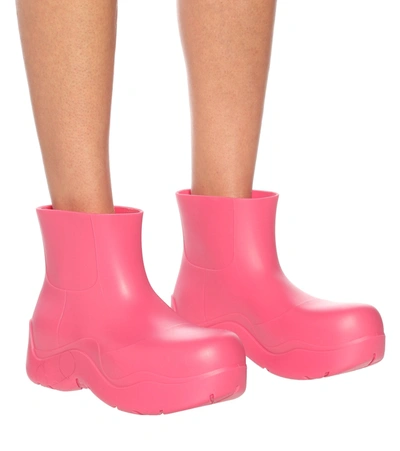 Shop Bottega Veneta Puddle Rubber Ankle Boots In Pink