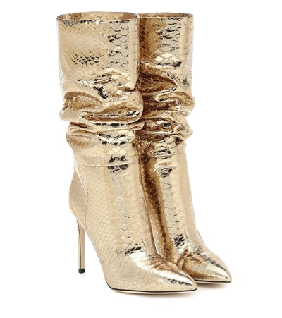 Shop Paris Texas Snake-effect Metallic Leather Boots In Gold