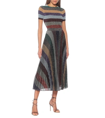 Shop Missoni Pleated Knit Midi Skirt In Multicoloured