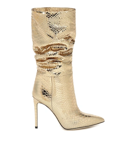 Shop Paris Texas Snake-effect Metallic Leather Boots In Gold