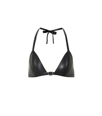 Shop Saint Laurent Latex Bikini Top In Black