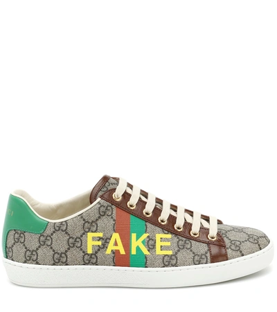 Shop Gucci Ace Printed Gg Sneakers In Beige