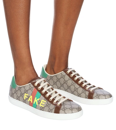 Shop Gucci Ace Printed Gg Sneakers In Beige