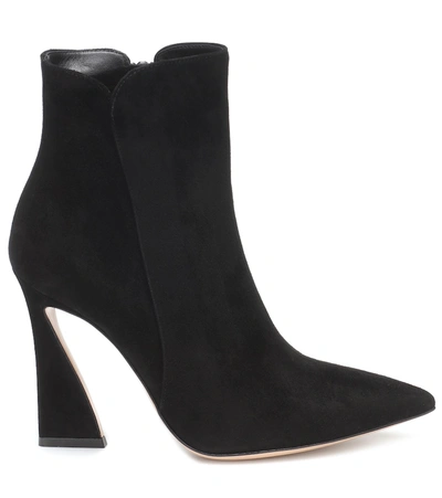 Shop Gianvito Rossi Aura 105 Suede Ankle Boots In Black