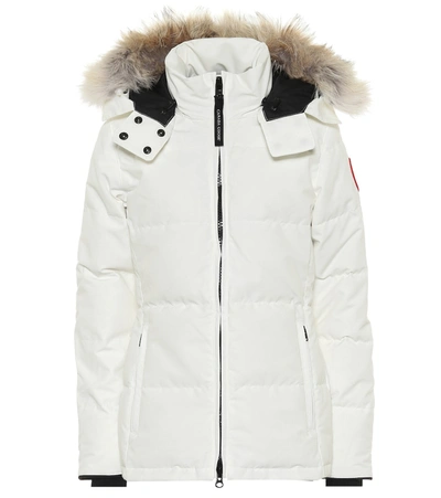 Shop Canada Goose Chelsea Fur-trimmed Down Parka In White