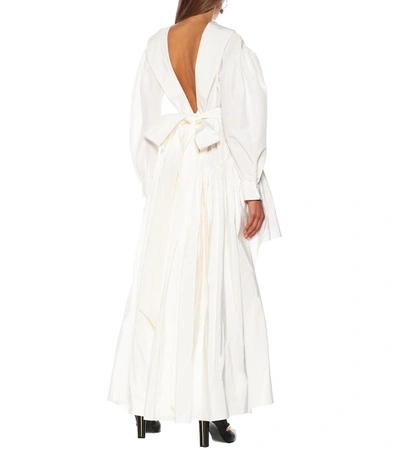 Shop Alexander Mcqueen Asymmetric Cotton-blend Faille Gown In White