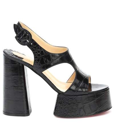 Shop Christian Louboutin Foolish 130 Leather Platform Sandals In Black