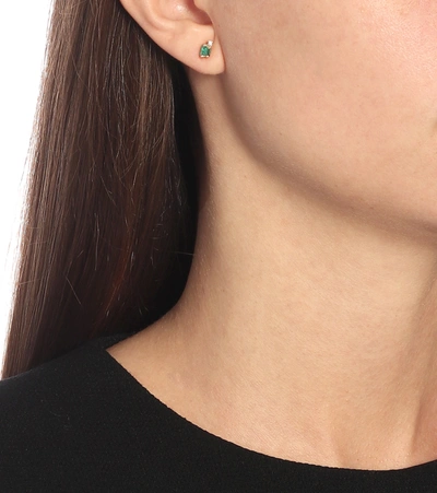 Suzanne Kalan Fireworks 18kt Gold Earrings With Emeralds And Diamonds In Green