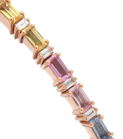 Suzanne Kalan Rainbow Fireworks 18kt Rose Gold Bracelet With Emeralds In Rose Gold