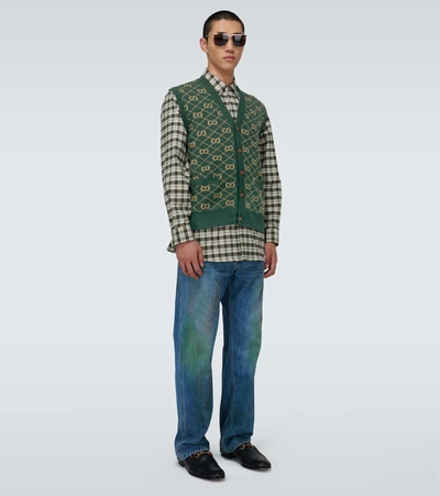 Shop Gucci Gg Wool Vest In Green