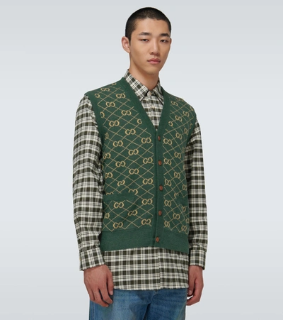 GG wool jacquard sweater in green