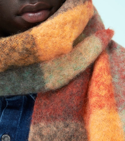 Shop Acne Studios Vally Alpaca-blend Checked Scarf In Multicoloured