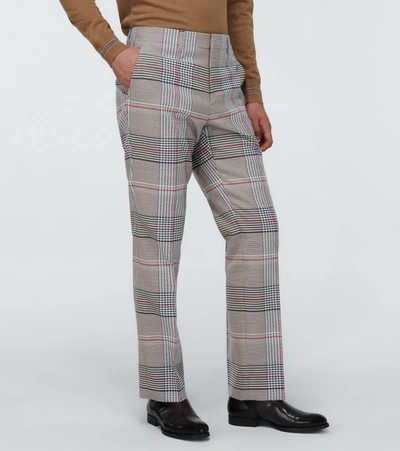 Shop Burberry Checked Wool Pants In Multicoloured