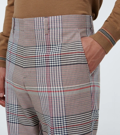 Shop Burberry Checked Wool Pants In Multicoloured