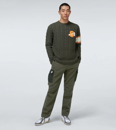 Shop Golden Goose Cable Knitted Wool Sweater In Green