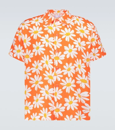 Shop Erl Flower Printed Shirt In Orange