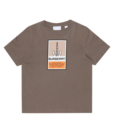 Shop Burberry Printed Cotton Jersey T-shirt In Brown