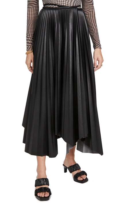 Shop Nanushka Beeja Skirt In Black Sunray Pleat