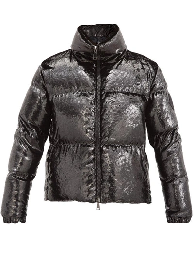 Moncler Rimac Metallic-velvet High-neck Quilted Jacket In Black | ModeSens