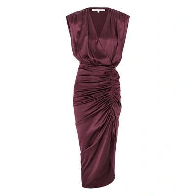 Shop Veronica Beard Casela Burgundy Stretch-silk Midi Dress