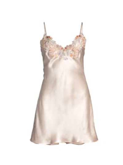 Shop La Perla Women's Maison Lace Satin Silk Sleep Dress In Pink Ivory