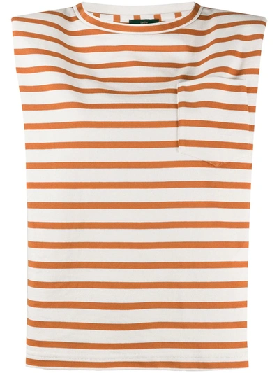 Shop Jejia Stripe Sleeveless T-shirt In Neutrals