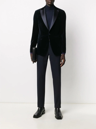 Shop Ferragamo Velvet Jacket In Blue