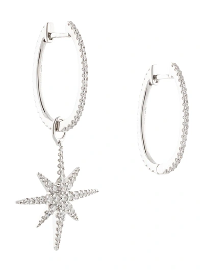 Shop Apm Monaco Meteorites Small Asymmetric Star Hoop Earrings In Silver