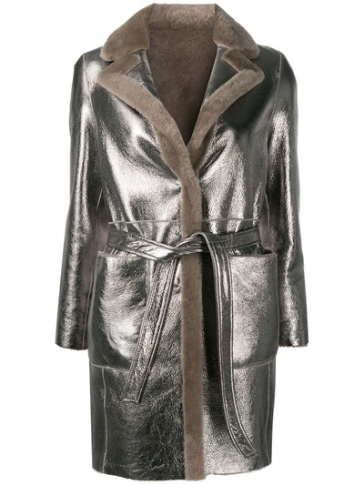 Shop Blancha Reversible Leather Jacket In Silver