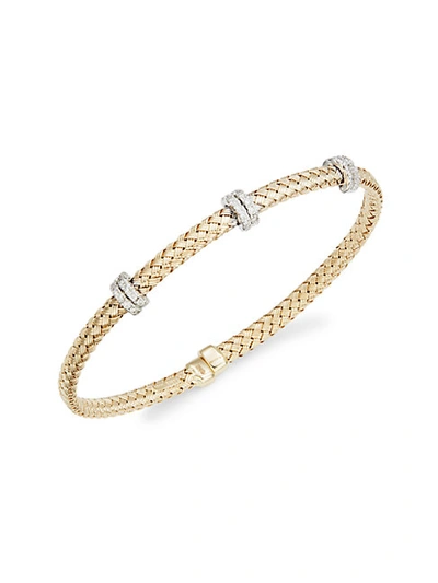 Shop Saks Fifth Avenue 14k Yellow, 14k White Gold & Diamond Rope Station Cuff