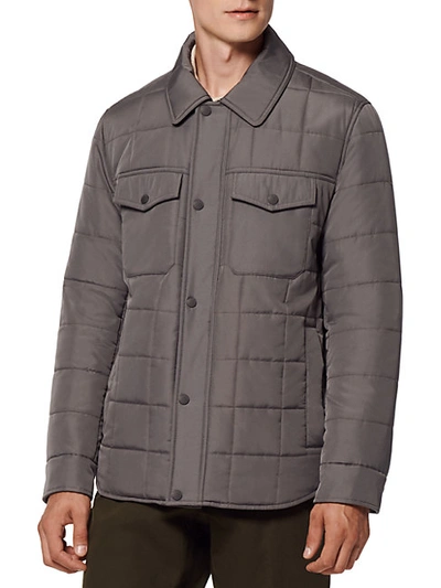 Shop Andrew Marc Men's Archer Quilted Shirt Jacket In Graphite