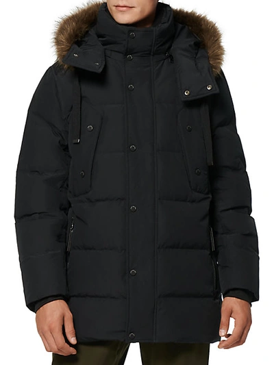 Shop Andrew Marc Men's Gattaca Faux Fur-trim Down-blend Parka In Ink