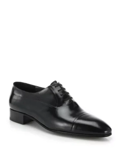 Shop Artioli Leather Cap Toe Dress Shoes In Black