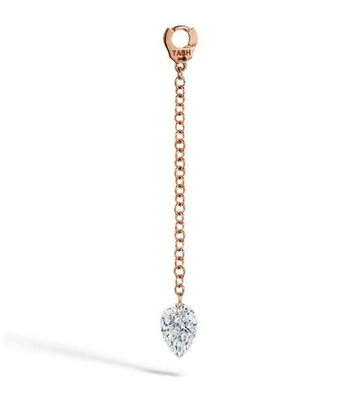 Shop Maria Tash Short Pear Diamond Pendulum Charm In Rose Gold